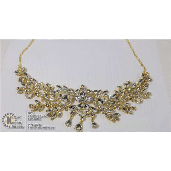 LADIES GOLD TONE RHINESTONE JEWELLERY NECKLACE