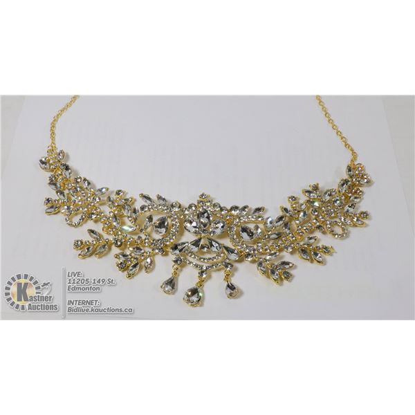 LADIES GOLD TONE RHINESTONE JEWELLERY NECKLACE