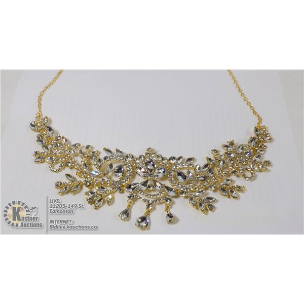LADIES GOLD TONE RHINESTONE JEWELLERY NECKLACE