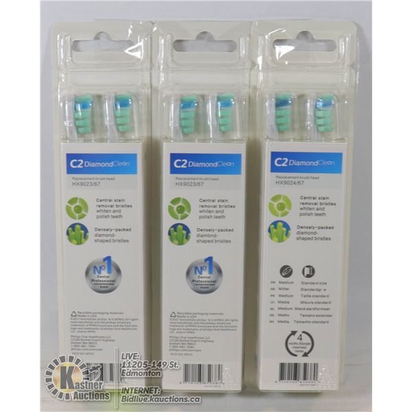 LOT OF THREE 4 PACKS PHILIPS SONICARE DIAMOND CLEAN REPLACEMENT