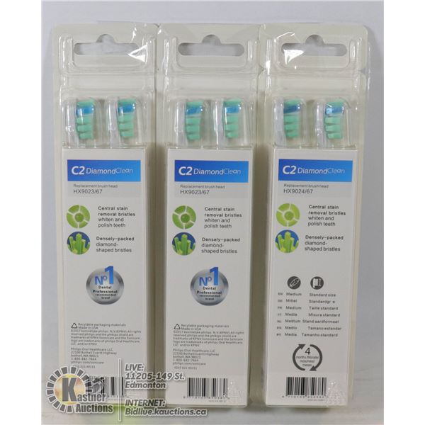 LOT OF THREE 4 PACKS PHILIPS SONICARE DIAMOND CLEAN REPLACEMENT