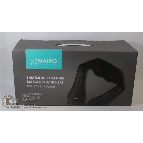 SHIATSU 3D ROTATING MASSAGER WITH HEAT FOR NECK &