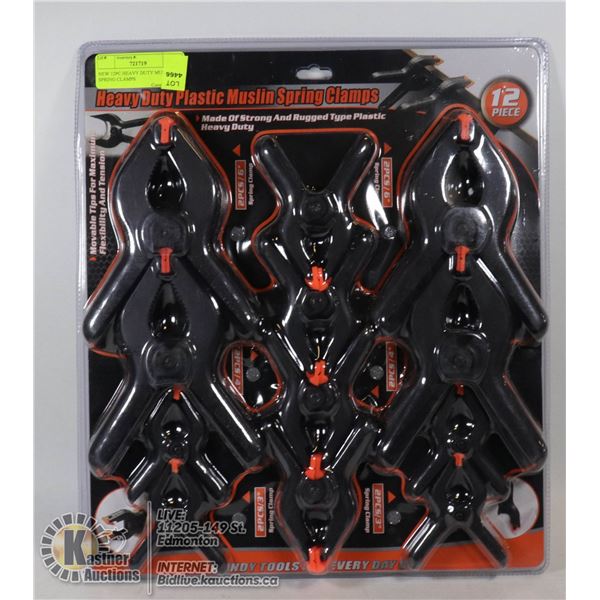 NEW 12PC HEAVY DUTY MUSLIN SPRING CLAMPS