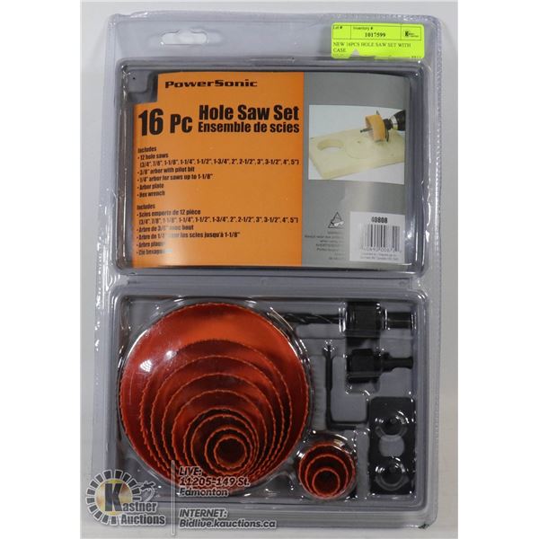 NEW 16PCS HOLE SAW SET WITH CASE