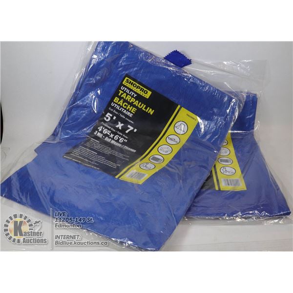 LOT OF 2 5' X 7' UTILITY TARPS