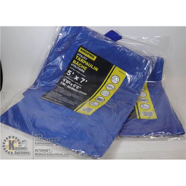 LOT OF 2 5' X 7' UTILITY TARPS
