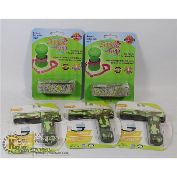 NEW- BOOGINHEAD SIPPY GRIPS- SET OF 5