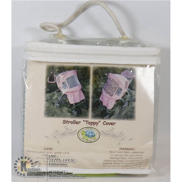 NEW- STROLLER COVER BROWN/LIGHT BLUE