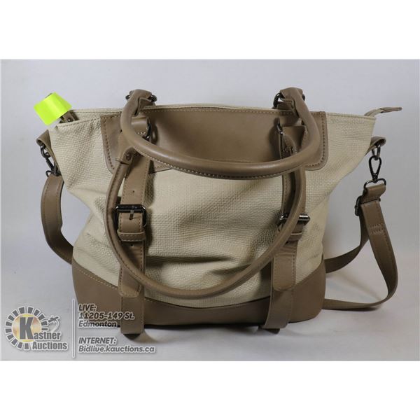 LADIES TOTE BAG, ALMOND & TAUPE COLOR