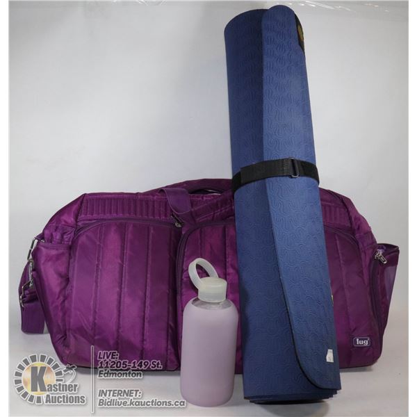 LUG YOGA BAG, DUSKY LEAF YOGA MAT, BKR GLASS WATER