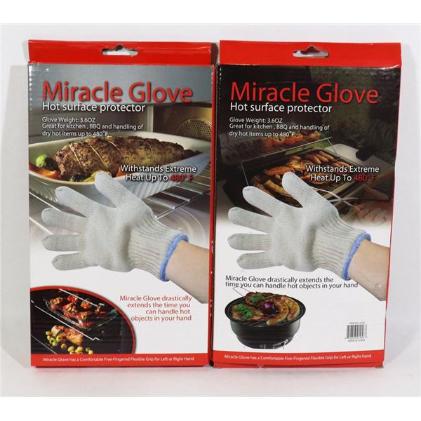 LOT OF TWO NEW MIRACLE GLOVE HOT SURFACE