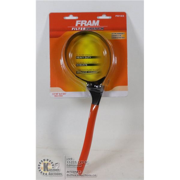 NEW FRAM 3-7/16" TO 3-3/4" OIL FILTER WRENCH