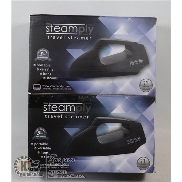 2 NEW BLACK STEAMPLY TRAVEL STEAMERS