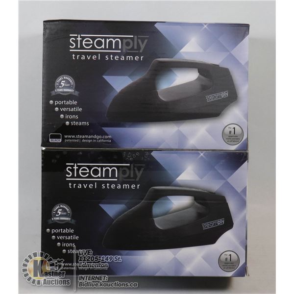 2 NEW BLACK STEAMPLY TRAVEL STEAMERS