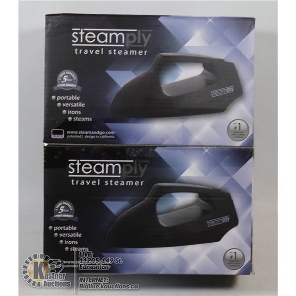2 NEW BLACK STEAMPLY TRAVEL STEAMERS