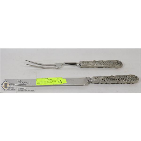 CARVING SET-HEAVY METAL GRAPEVINE HANDLES