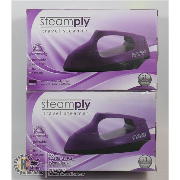 2 NEW  PURPLE STEAMPLY TRAVEL STEAMERS