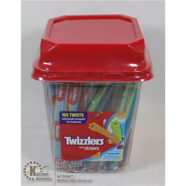 CASE OF TWIZZLERS CANDY RAINBOW STRAWS 105 INDIVID
