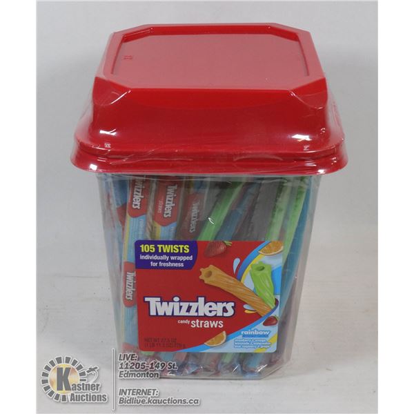CASE OF TWIZZLERS CANDY RAINBOW STRAWS 105 INDIVID