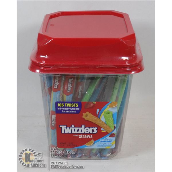 CASE OF TWIZZLERS CANDY RAINBOW STRAWS 105 INDIVID