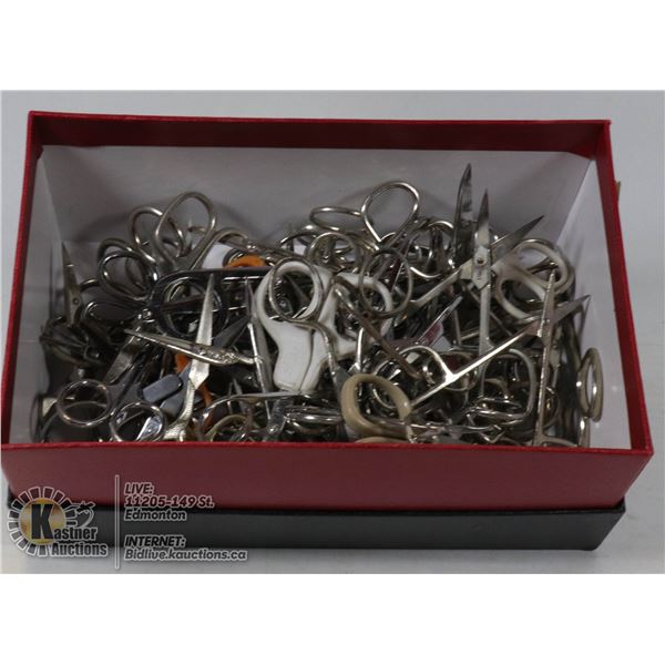 BOX OF ASSORTED SMALL SCISSORS