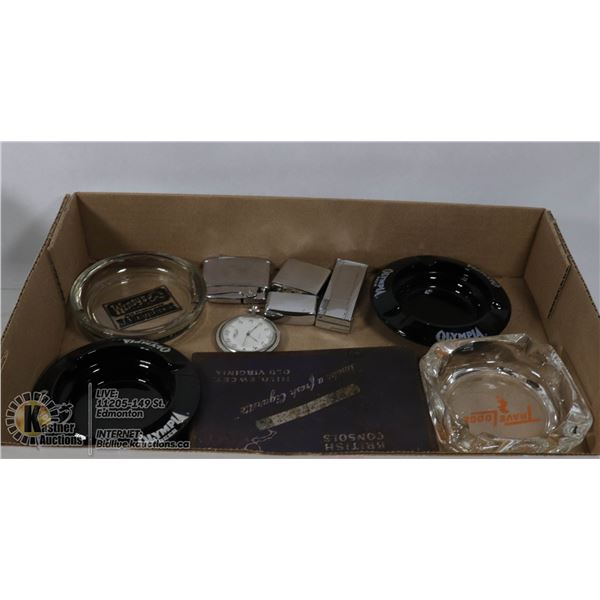 VINTAGE POCKET WATCH AND ASS'T TOBACCO ITEMS