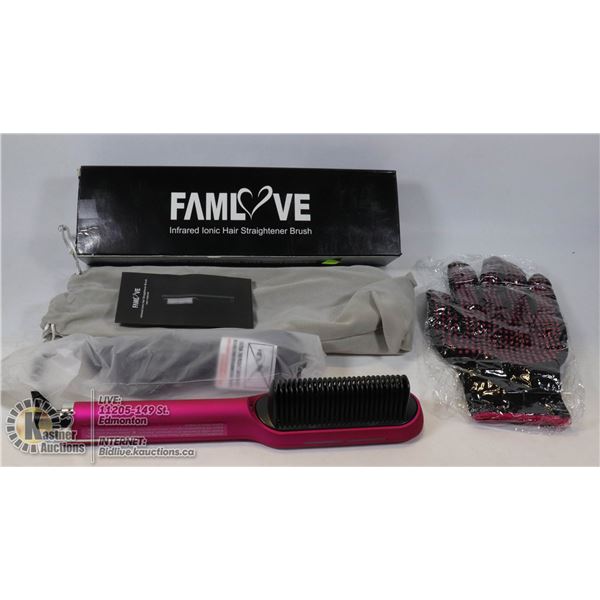 FAMLOVE INFRARED IONIC HAIR STRAIGHTENER BRUSH