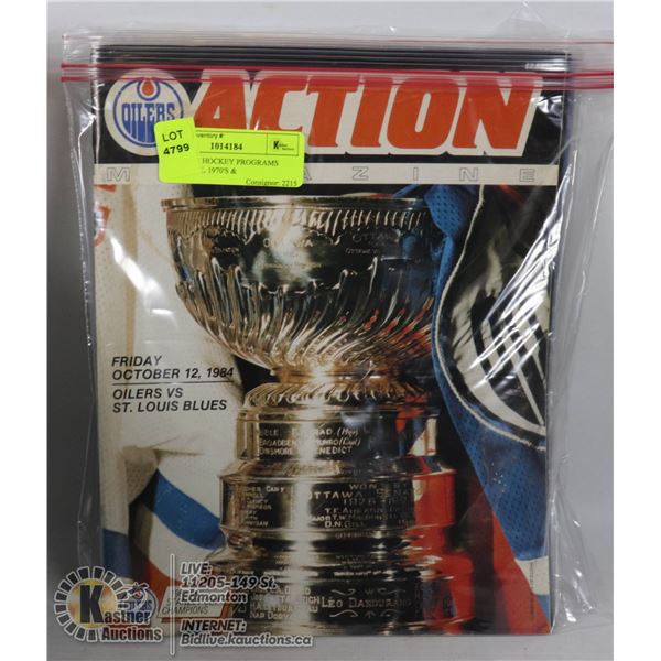 4 X EARLY HOCKEY PROGRAMS OILERS NHL 1970'S &