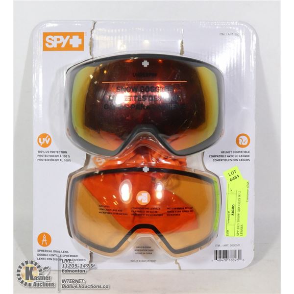 SPY SKI / SNOW GOGGLES W/ 2 LENSES