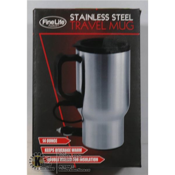 NEW ELECTRIC 14OZ STAINLESS STEEL TRAVEL MUG WITH
