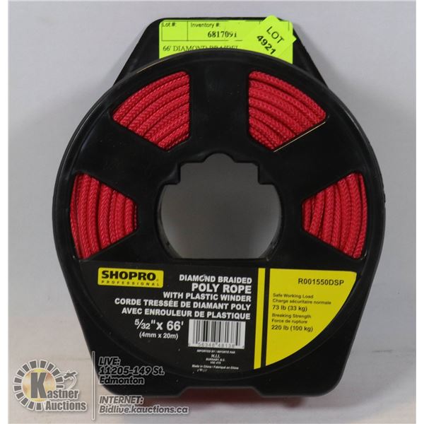 66' DIAMOND BRAIDED POLY ROPE