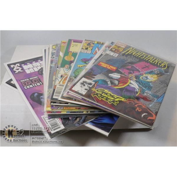 BOX OF 15 ASSORTED MARVEL AND DC COMICS