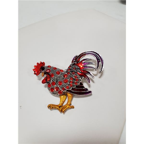 ROOSTER RHINESTONE BROOCH
