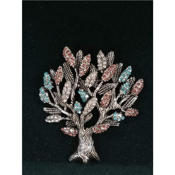 TREE OF LIFE RHINESTONE BROOCH