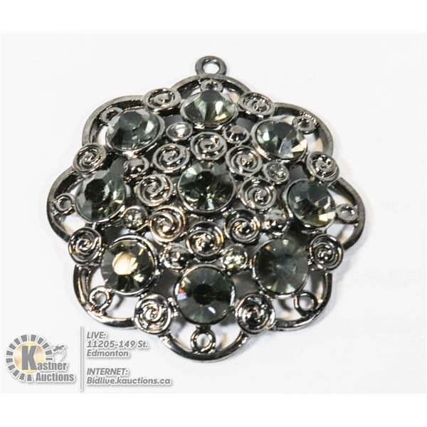 LARGE RHINESTONE PENDANTS (BLACK)