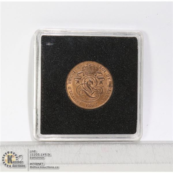 1862 BELGIUM UNCIRCULATED 2 CENT COIN