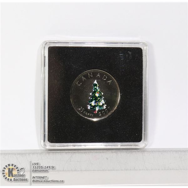 2007 CANADIAN COLORIZED TREE 25 CENT COIN