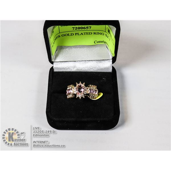 LADIES GOLD PLATED RING SZ 7