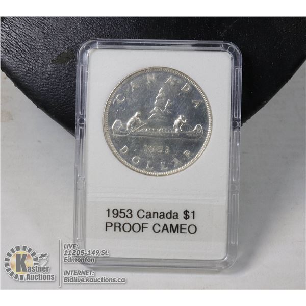 1953 CANADIAN SILVER $1, PROOF CAMEO, NSS-SWL VERS
