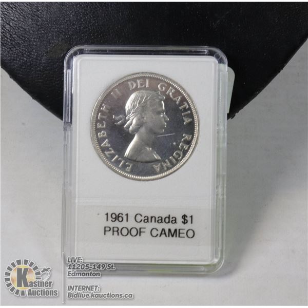 1961 CANADIAN SILVER $1, PROOF CAMEO