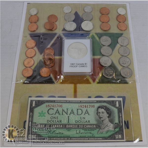 1967 COIN COLLECTION, OVER $3.00 IN CENTENNIAL