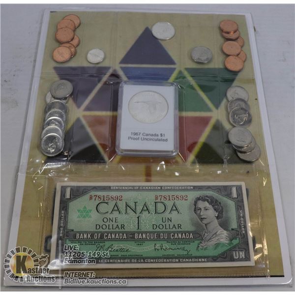 1967 COIN COLLECTION, OVER $3.00 IN CENTENNIAL
