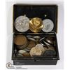 Image 1 : MIXED COIN COLLECTION IN VINTAGE LOCK BANK