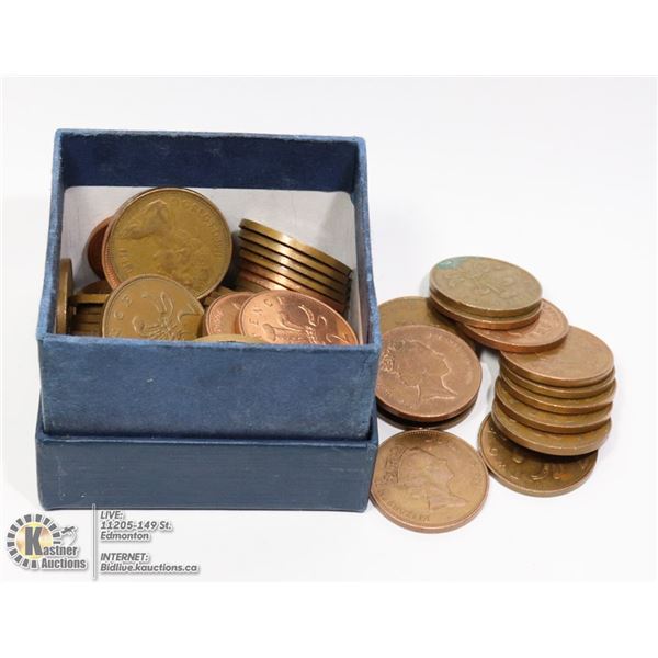 BOX OF OLDER GREAT BRITAIN 2 PENCE/NEW PENCE COINS