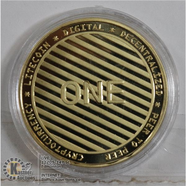 GOLD PLATED LITECOIN CRYPTO COIN IN CASE