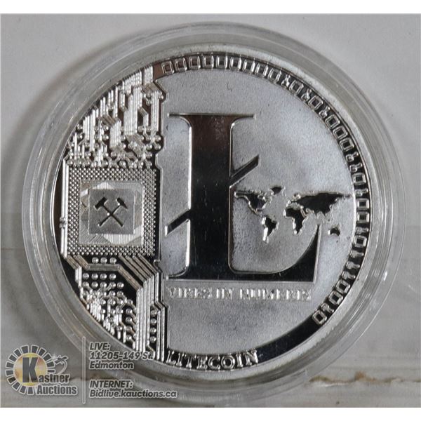 SILVER PLATED LITECOIN CRYPTO COIN IN CASE