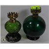 Image 1 : 3 ANTIQUE EMERALD GREEN LAMPS