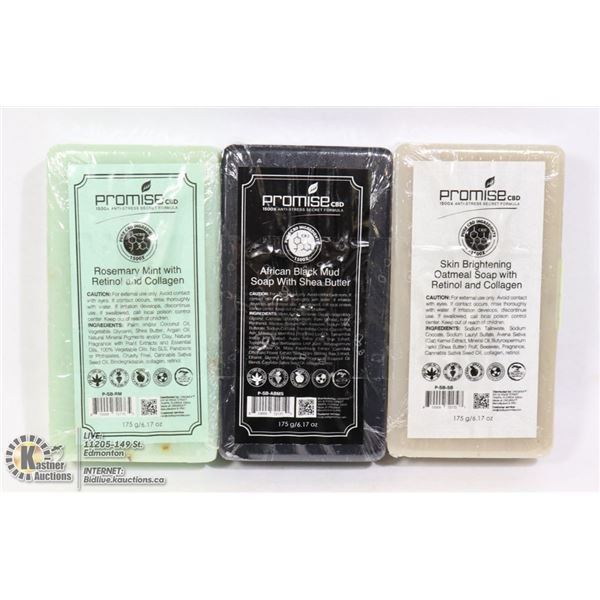 3 ASSORTED BARS OF PROMISE CBD SOAP