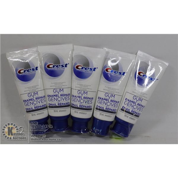 5 TUBES OF CREST PRO HEALTH GUM AND ENAMEL REPAIR