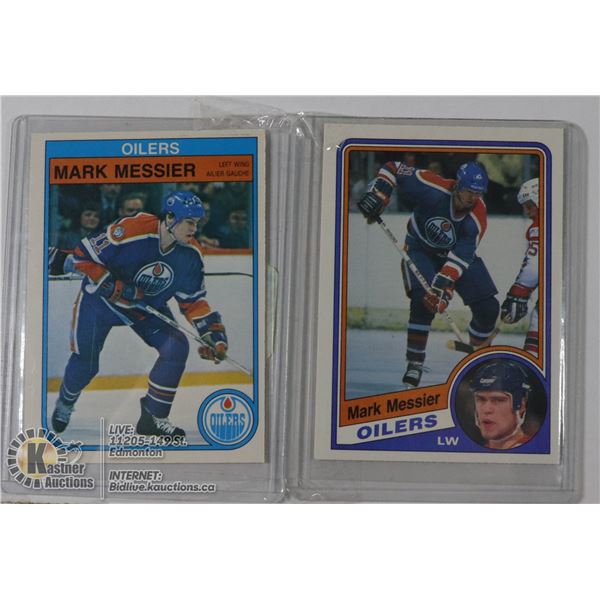 2 VINTAGE MARK MESSIER OILERS CARDS
